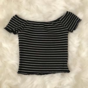 🚫SOLD🚫 Striped off the shoulder top